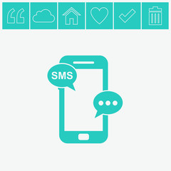 Message on mobile phone vector icon.