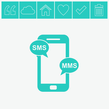 Message on mobile phone vector icon.
