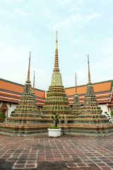 Natural stone carve granite chinese pagoda, pagoda sculpture decoration in  Wat Pho Buddhist Temple, Bangkok, Thailand