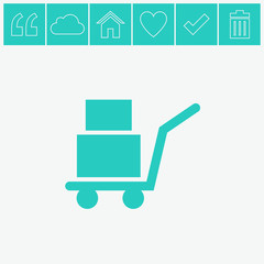 Wheelbarrow for transportation of cargo vector icon.