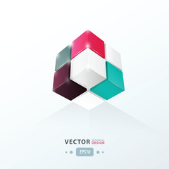 Fototapeta premium Cube Worm View black, pink, Purple, blue color