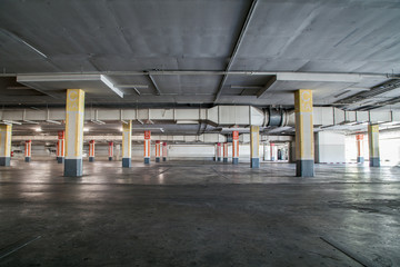 Parking garag interior, industrial building,Empty underground pa