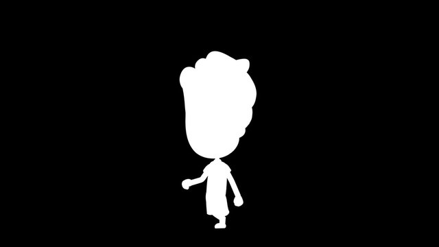 Happy kid boy walking and greeting, animati