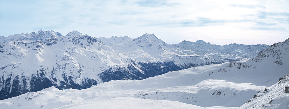 Panorama of mountain range.