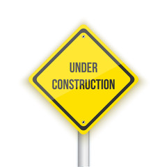 Under Construction Vector Road Sign Background. Website Maintana
