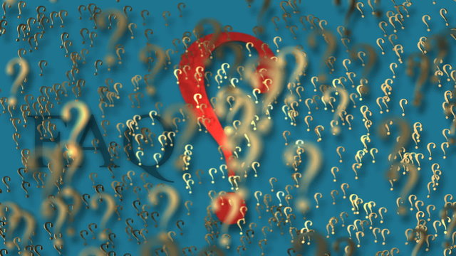 Animation zum Thema Support - animierte Fragezeichen mit FAQ-Schriftzug