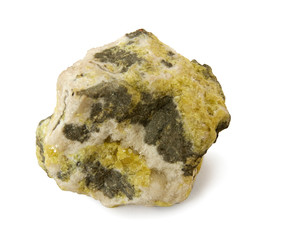 Mineral sulfur isolated on white background. 