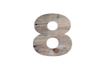 Wooden numeric  on isolated white background.