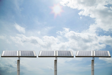 Outdoor small solar panel  isolated on sky background.