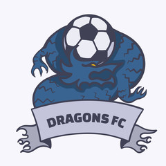 Dragon football soccer emblem. EPS10 vector illustration