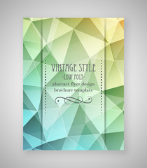 Abstract flyer triangular design, low poly brochure template in vintage style.