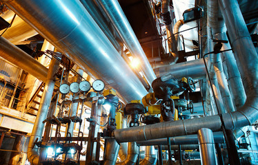 Industrial zone, Steel pipelines, valves and ladders