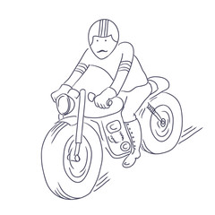 Vintage biker riding cafe racer vector illustration
