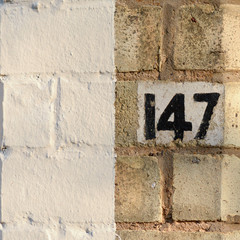 House number 147 sign