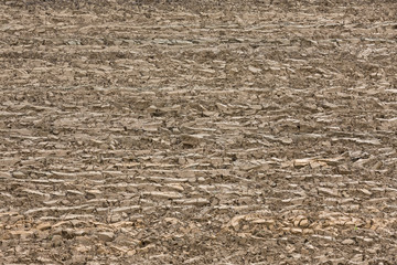 Wet soil on a freshly plowed field