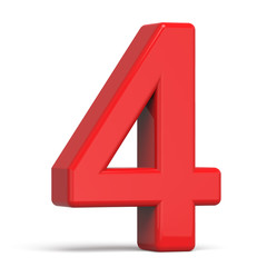 Fototapeta premium 3d plastic red number 4