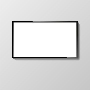 LCD or LED tv screen hanging on the wall. 