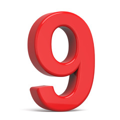 3d plastic red number 9