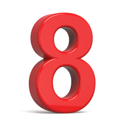 3d plastic red number 8