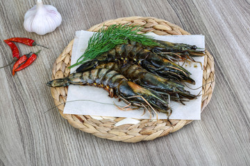 Raw tiger shrimps