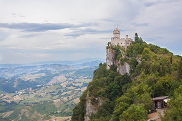 Fototapeta na wymiar Fortress on top of the mountain.