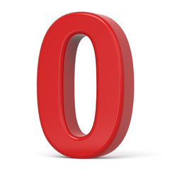 3d plastic red number 0