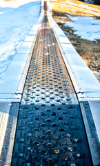 Fototapeta premium Children ski Conveyor in ski resort