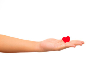 Man holding red paper heart in his hands