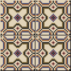 Vintage seamless wall tiles of mosaic square geometry. Moroccan, Portuguese.
