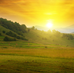beautiful mountain landscape and sunrise