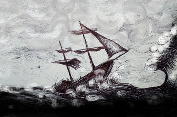 sailing vessel illustration