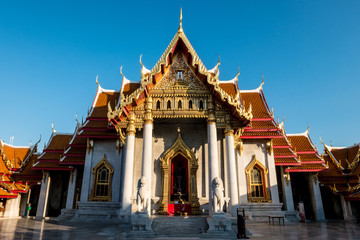 The Marble Temple under the blue sky, Wat Benchamabopitr Dusitvanaram (Bangkok, Thailand)