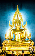 Buddha Statue in Wat Benchamabophit Dusit Wanaram, Bangkok. The beauty of the Buddha in church Benchamabophit Temple . This is an important buddhist temple of thailand and famous tourist destination.