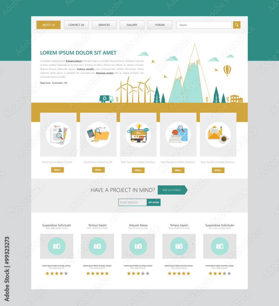 Poster flat one page website design template. vector design