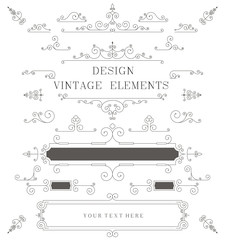 Vintage design template, borders, retro elements, Frame, for invitation illustration