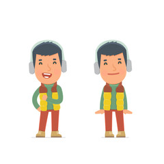 Funny Character Winter Citizen in confident and shy poses