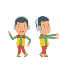 Crazy and Deranged Character Winter Citizen in strange pose unde