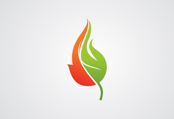 Flame fire Tree leaf logo vector