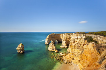 Long exposure at the beach praia da Marinha, Lagoa, Algarve Port