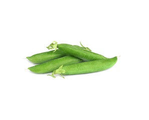 green peas pods isolated on a white background