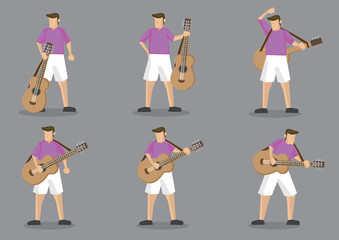 Guitarist and Acoustic Guitar Vector Character Illustration
