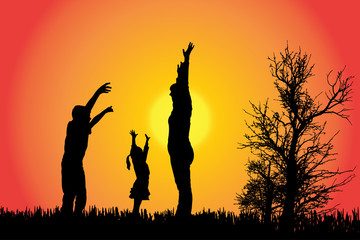 Vector silhouette of a family.