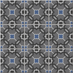 Vintage seamless wall tiles of grey tone polygon geometry star. Moroccan, Portuguese.
