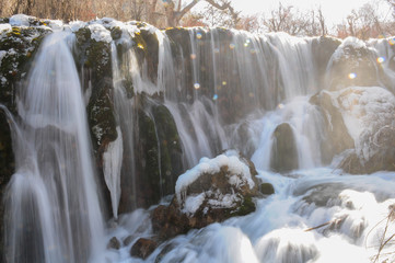 Frozen water fall in Jiuzhaigou, China