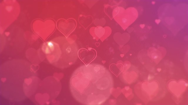 Valentine's day abstract background,flying hearts and particles.Loopable.