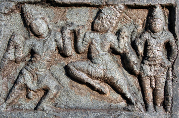 ancient Stone carvings in Indian Hindu temple