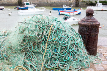 Fishing nets on dock port