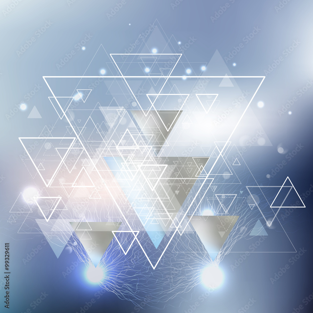 Poster abstract blurred vector background with triangles, lines and dots