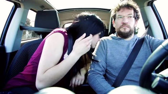 Woman Smelling Stinky Armpit Of Boyfriend Driving Car Funny