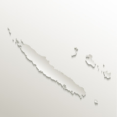 New Caledonia map card paper 3D natural vector